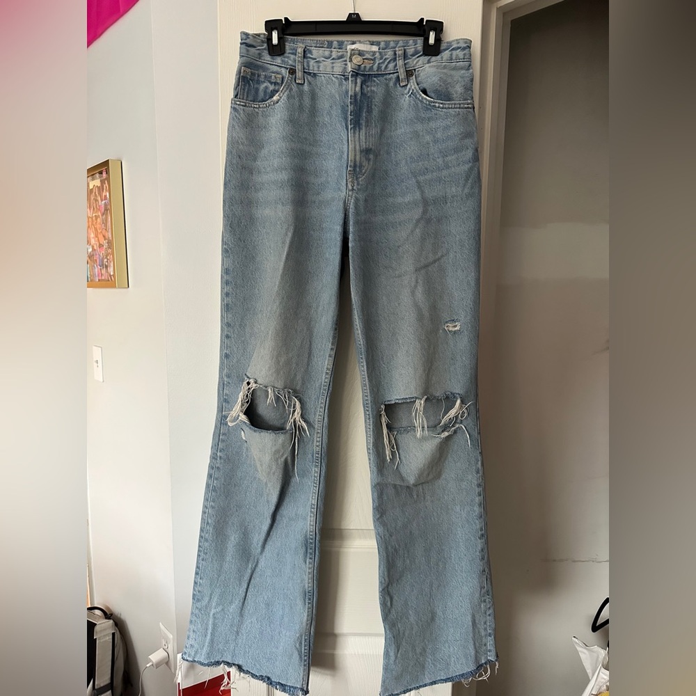 Zara Blue Flare Wide Leg Jeans